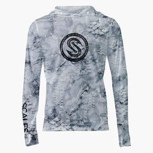 Scales Gear Pro Performance Every Degree Hooded Cool Grey Camo Long Sleeve Sun Shirt Front
