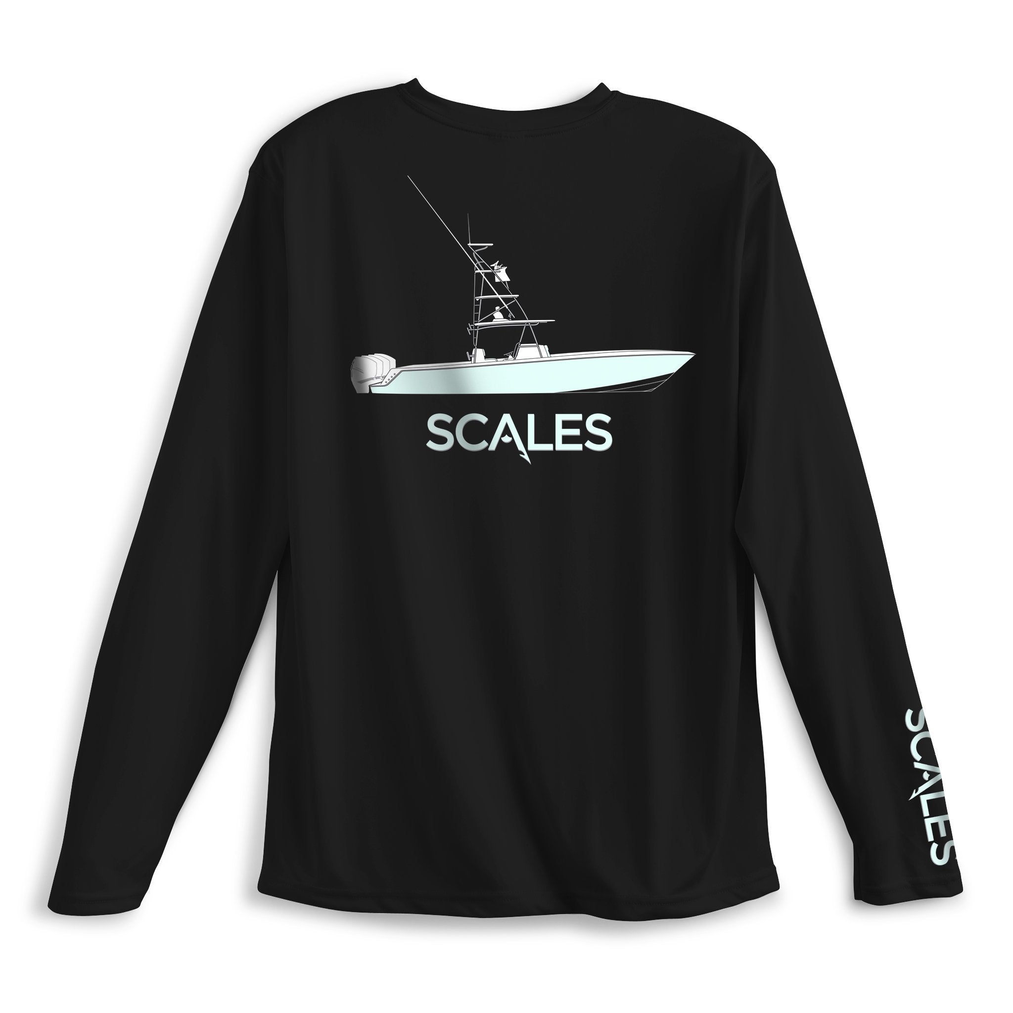 Scales Gear Pro Performance Team Scales Crew Black Long Sleeve Sun Shirt -  Compleat Angler Nedlands Pro Tackle
