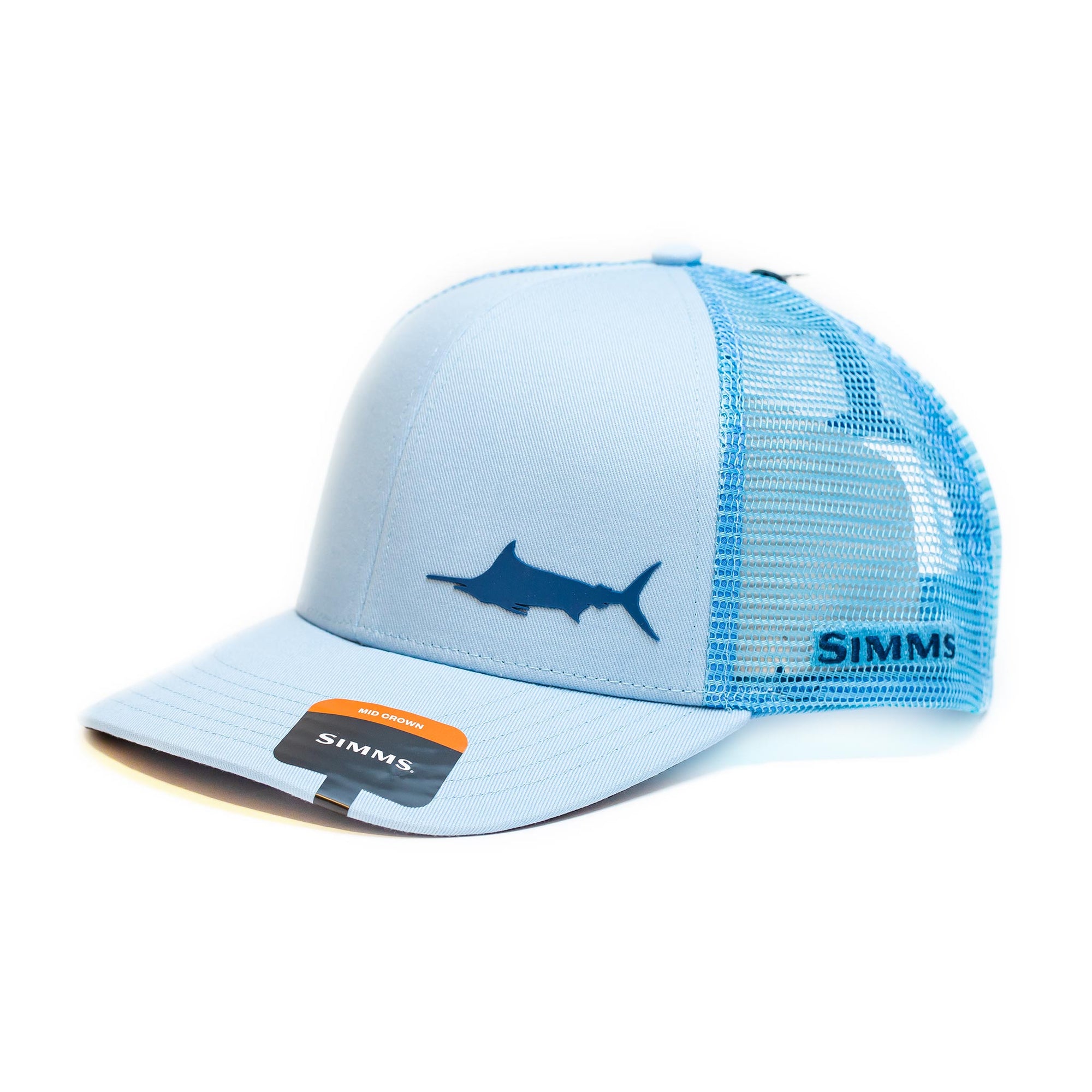Simms Payoff Trucker Marlin Grey Blue Cap - Compleat Angler Nedlands