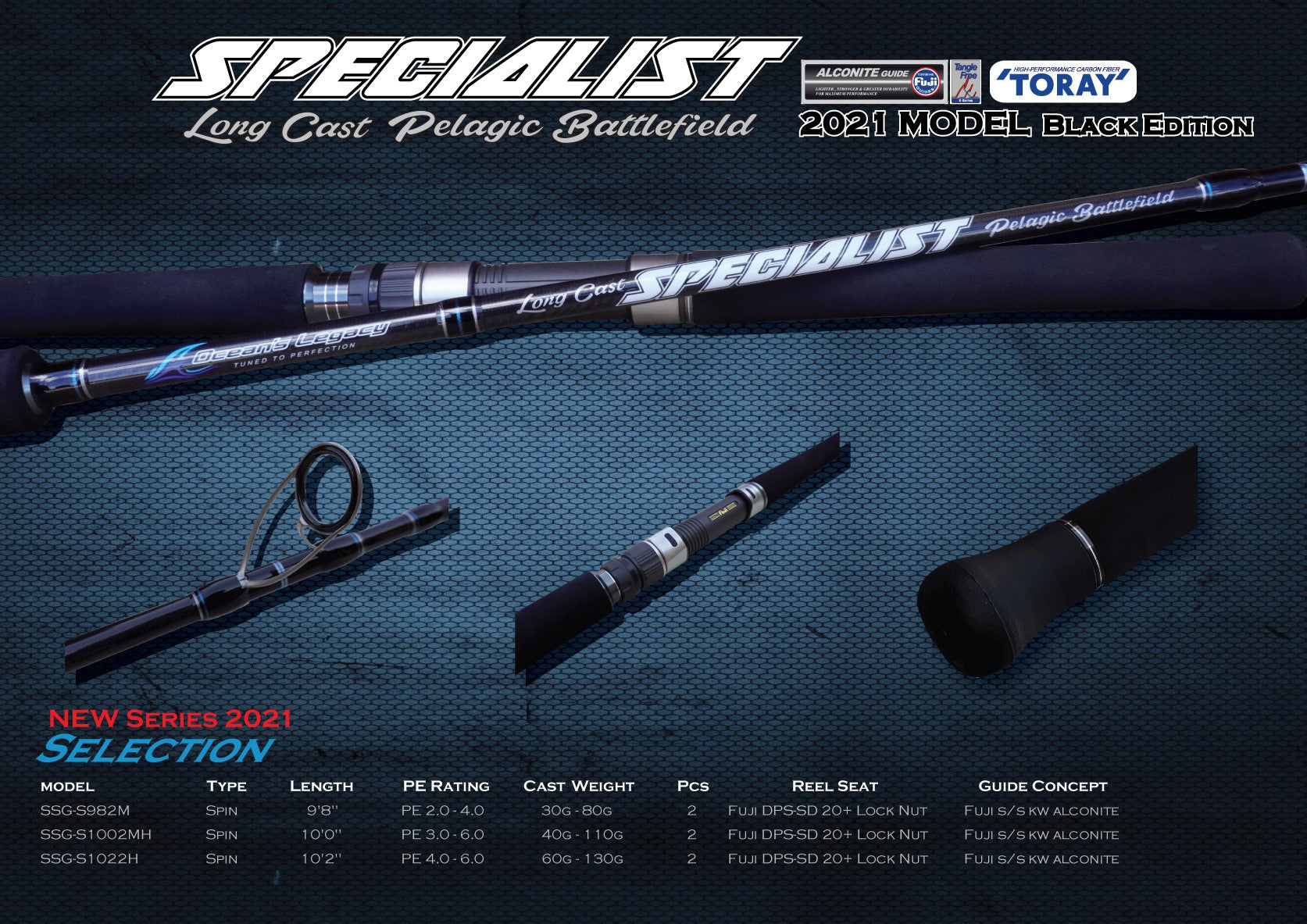Oceans Legacy Long Cast Specialist Black Edition Casting Rod