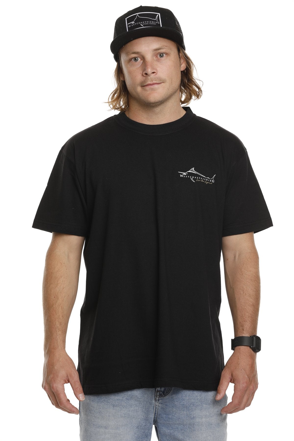West Coast Fishing Co Heavy Tackle Tee Black Front