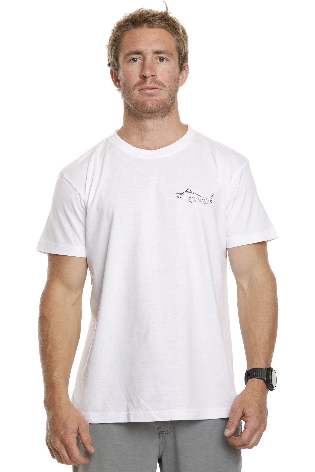 West Coast Fishing Co Sports Fisher Tee White Front