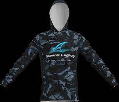 Oceans Legacy Black Camo Long Sleeve Hooded Sun Shirt UPF50