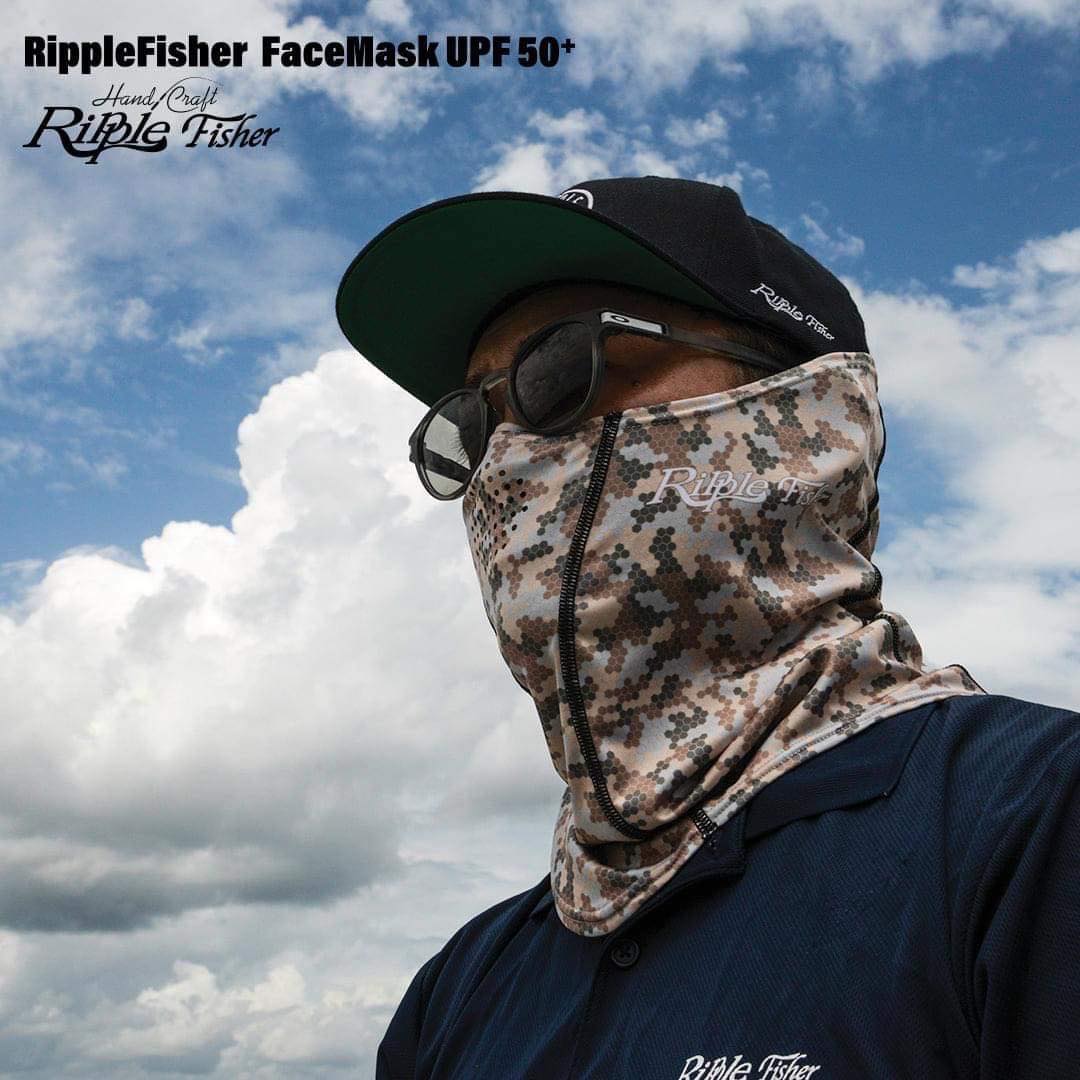 Ripple Fisher Face Mask Buff UPF 50+ Brown Camo Made in Japan